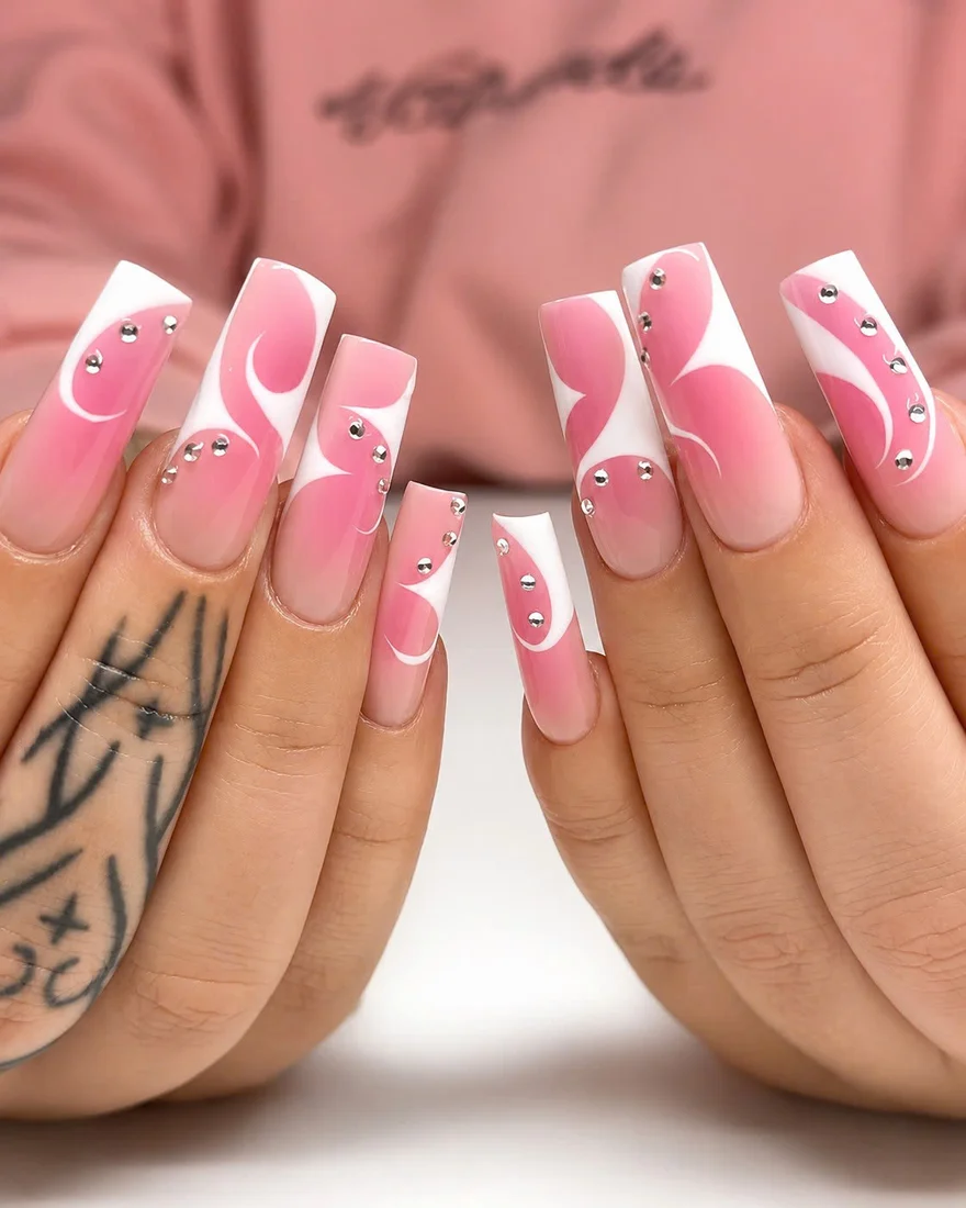 Chocolate stripe polka dot nail art Hamburg NY
